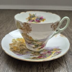 Shelley Fine Bone China Tea Cup Heather Landscape Design Vintage